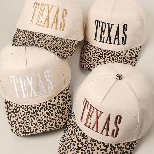 TEXAS Embroidery Leopard Two-Tone Trucker Hat
