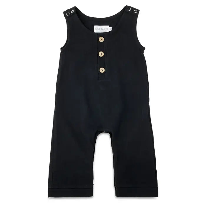 Black Linen Baby Romper