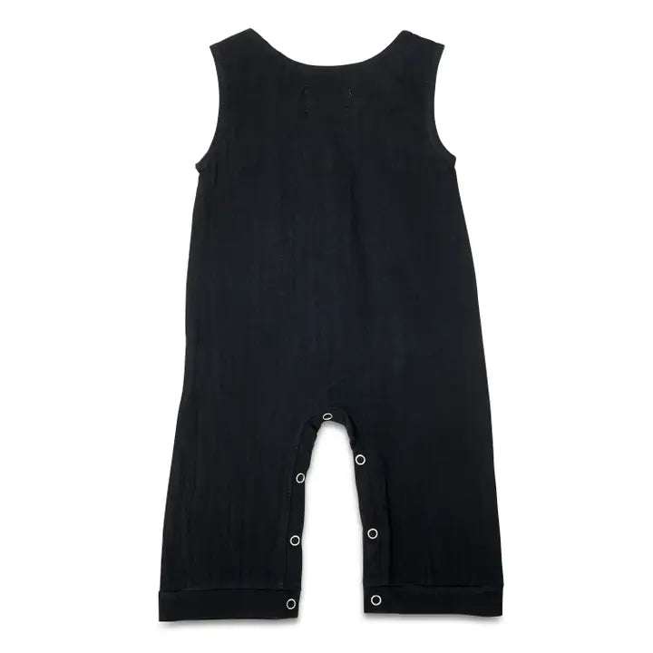 Black Linen Baby Romper